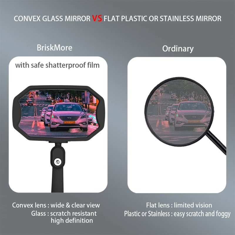 BriskMore Bar End Bike Mirrors  High-Definition Convex Glass Lens for E-Bike Handlebars  Scratch Resistant  Safe Rearview 1 Pair Bicycle Mirror BT-015(Right And Left Side) - Image 4